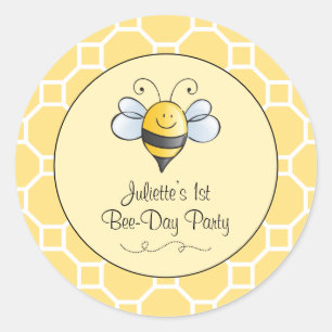 Sticker Rond Bumblebebe Jaune Mignonne Première fête d'annivers