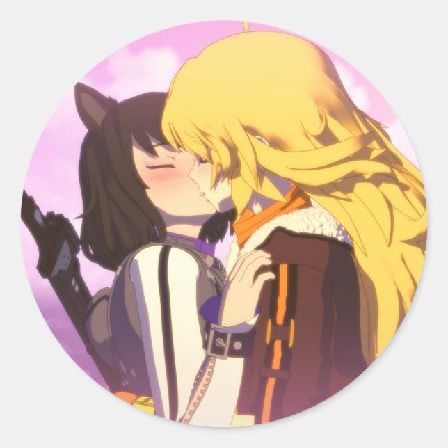 Sticker Rond Bumbleby Kiss Yang Xiao Long et Blake Belladonna (Devant)