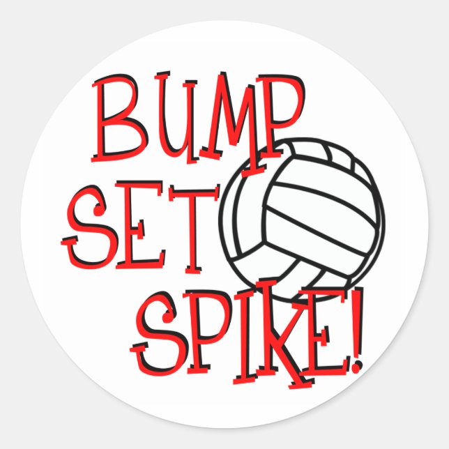 Sticker Rond Bump, Set, Spike ! Volleyball (Devant)