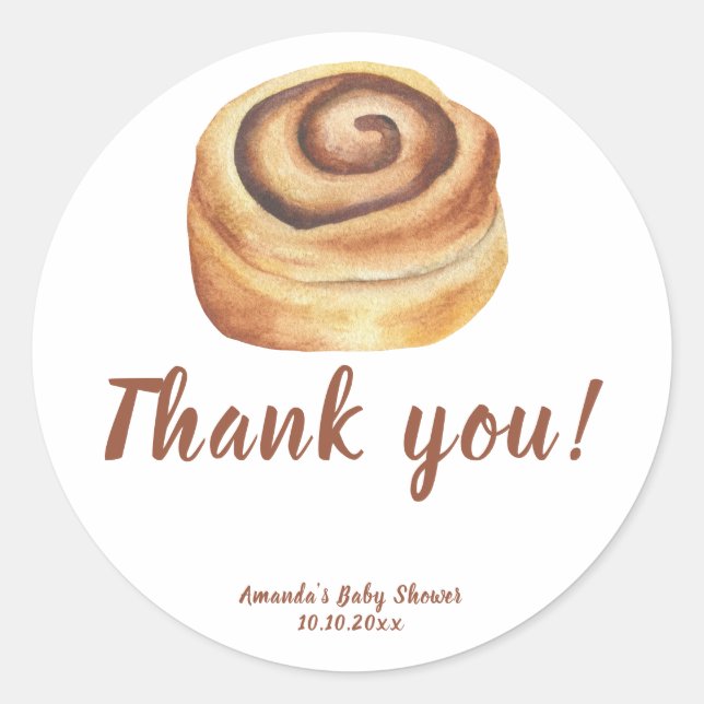 Sticker Rond Bun in the oven Baby Shower Thank you (Devant)