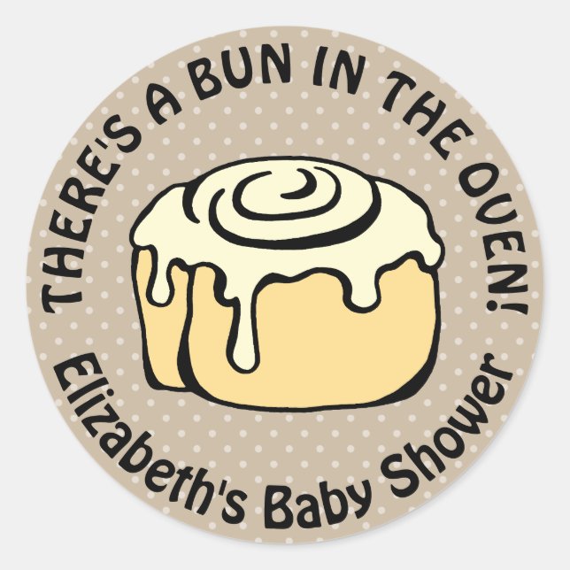 Sticker Rond Bun in the Oven Cute Modern Baby shower Garçon / F (Devant)