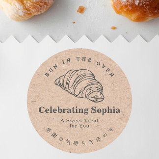Sticker Rond Bun in the Oven Treat Minimalist Kraft Croissant
