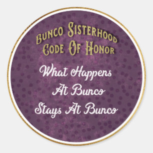 Sticker Rond Bunco Sisterhood Code d'honneur Purple Gold