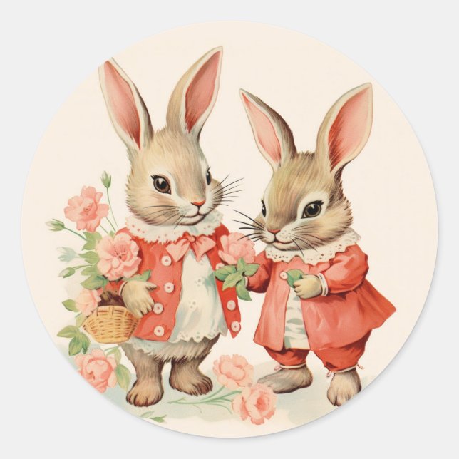 Sticker Rond Bunnies Pâques Tous Habillés (Devant)