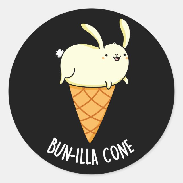 Sticker Rond Bunnilla Cone Funny Bunny Vanilla Dark BG (Devant)