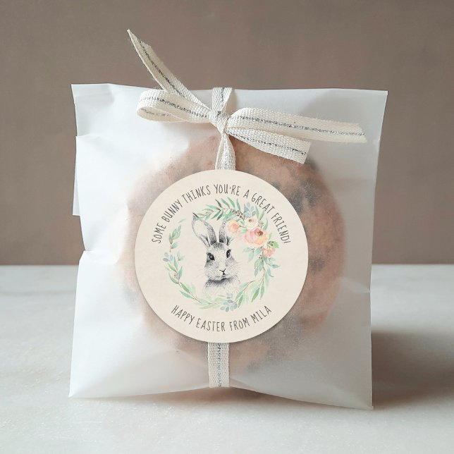 Sticker Rond Bunny Ami Enfants Fête de Pâques Favoriser (Créateur téléchargé)