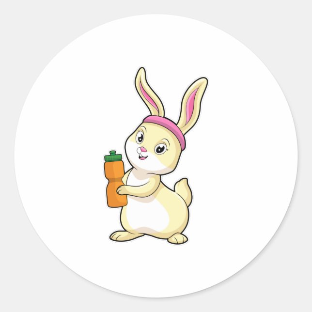 Sticker Rond Bunny at fitness with Drinking bottle (Devant)