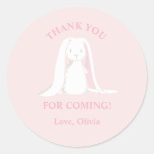 Sticker Rond Bunny Baby shower rose
