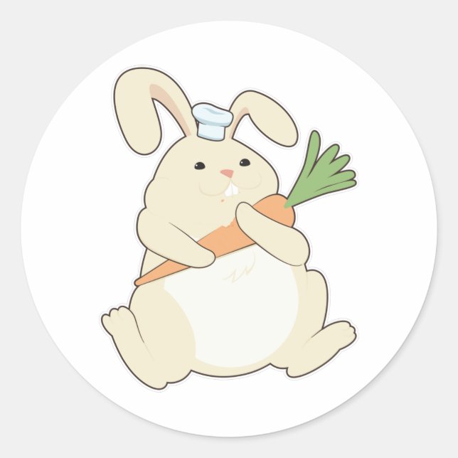 Sticker Rond Bunny comme cuire avec de la carotte (Devant)
