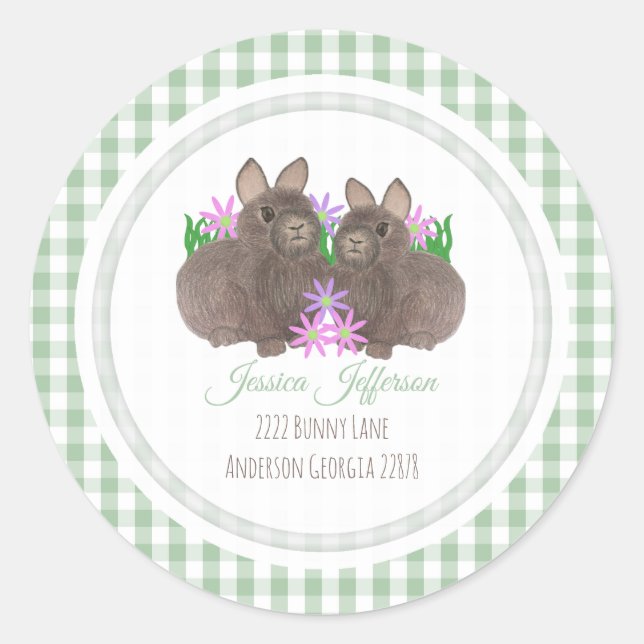 Sticker Rond Bunny de printemps (Devant)
