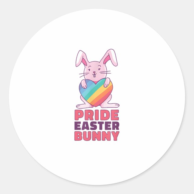 Sticker Rond Bunny design arc-en-ciel gay pour la fierté Rabbit (Devant)