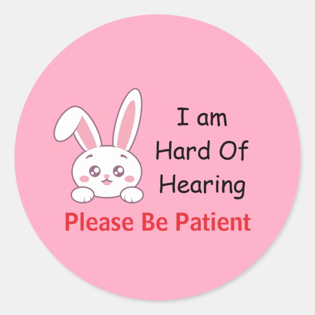 Sticker Rond Bunny difficile à entendre (Devant)