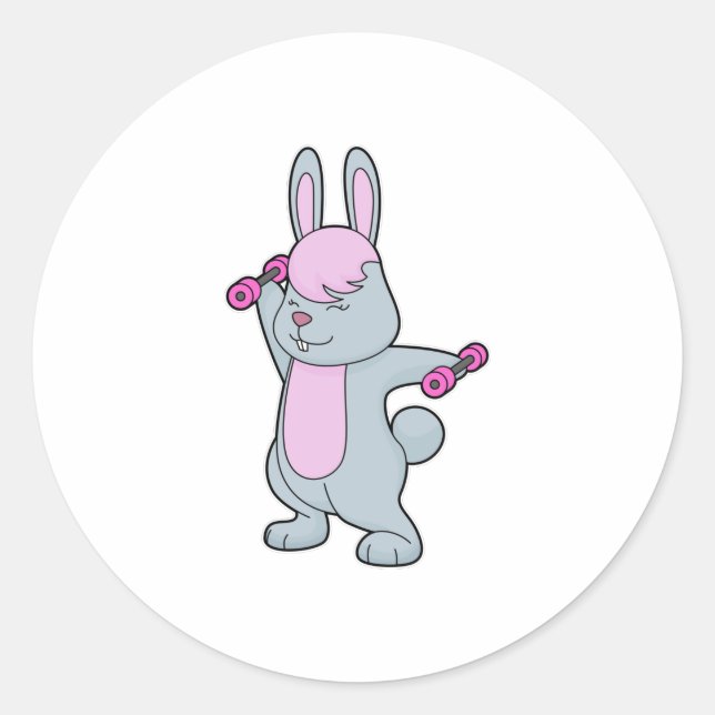 Sticker Rond Bunny Fitness Dumbbell (Devant)