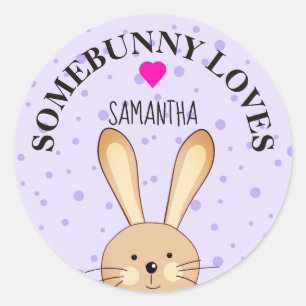 Sticker Rond Bunny Lilac Vous Aime