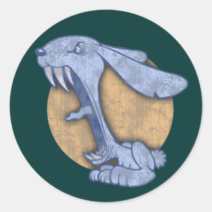 Sticker Rond Bunny Mal Bleu