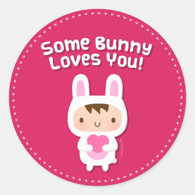 Sticker Rond Bunny mignon Vous Aimez La Confession (Devant)