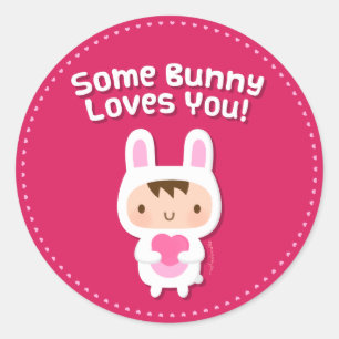 Sticker Rond Bunny mignon Vous Aimez La Confession