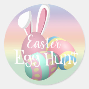 Sticker Rond Bunny Pastel Coloré Oreilles de Pâques Chasse aux 
