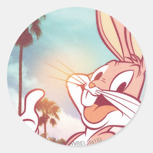 Sticker Rond BUNNY™ Photo de vacances BUGS (Devant)