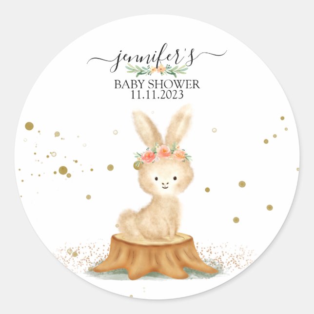 Sticker Rond Bunny Rabbit wildlife forest baby (Devant)