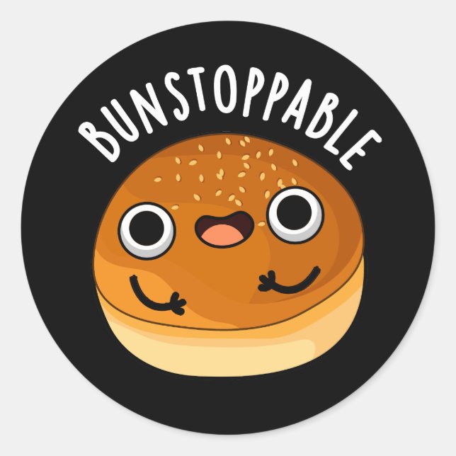 Sticker Rond Bunstoppable Funny Bun Pun Dark BG (Devant)