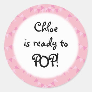 Sticker Rond Bunting Rose Bébé Prêt à éclore ! Cadeau de Baby S