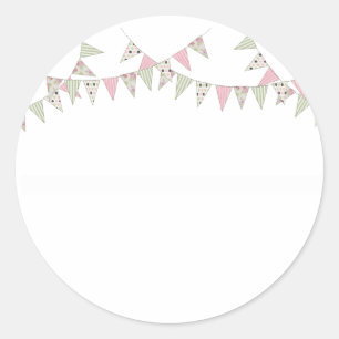 Sticker Rond Bunting - Rose et Vert
