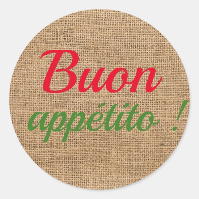 Sticker Rond Buon appétito - rustique (Devant)