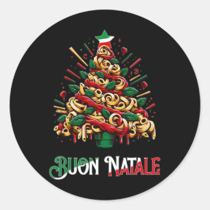 Sticker Rond Buon natale italie pâtes noël arbre xmas