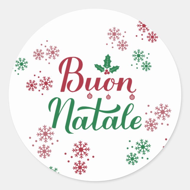 Sticker Rond Buon Natale Italien Joyeux Noël (Devant)