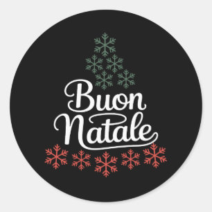 Sticker Rond Buon Natale Italienne Famille de Noël