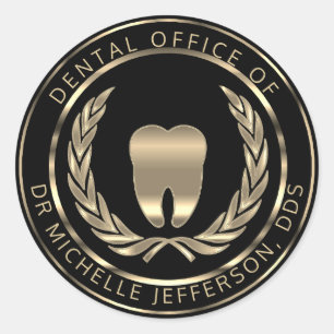Sticker Rond Bureau des dentistes - Noir et Or