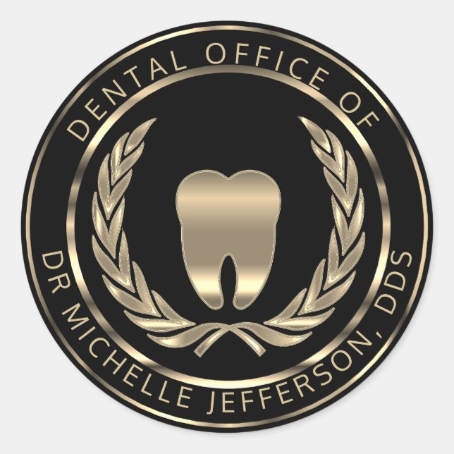 Sticker Rond Bureau des dentistes - Noir et Or (Devant)