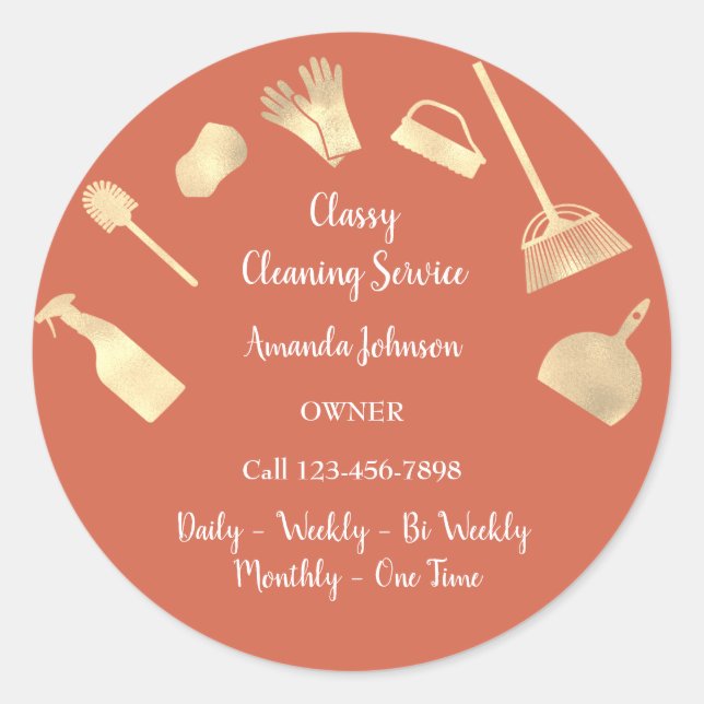 Sticker Rond Bureau des services de nettoyage Classy Maid Gold  (Devant)