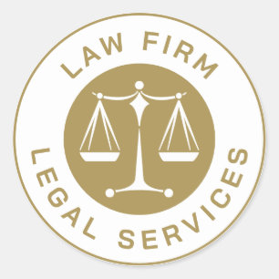 Sticker Rond Bureau du droit   Scales de justice