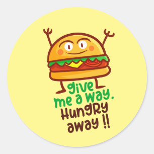 Sticker rond Burger Cute Hungry Away