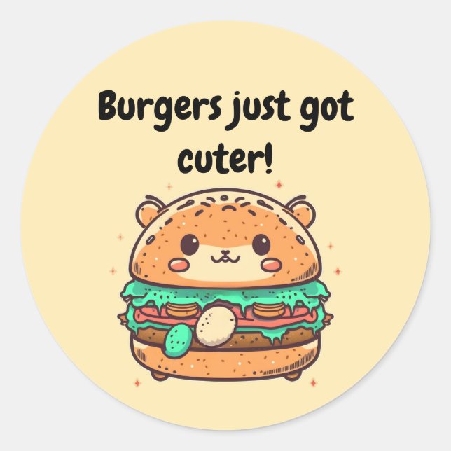 Sticker Rond Burger Hamster - Burgers Juste De Devenir Plus Che (Devant)