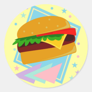 Sticker Rond Burger Mignon Délicieux