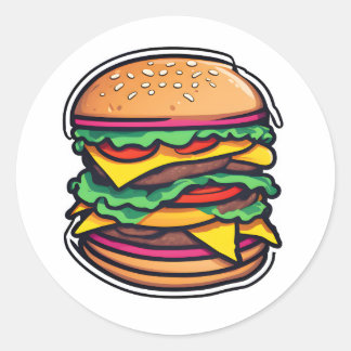 Sticker Rond Burgers multicolores à couches éclatantes 014