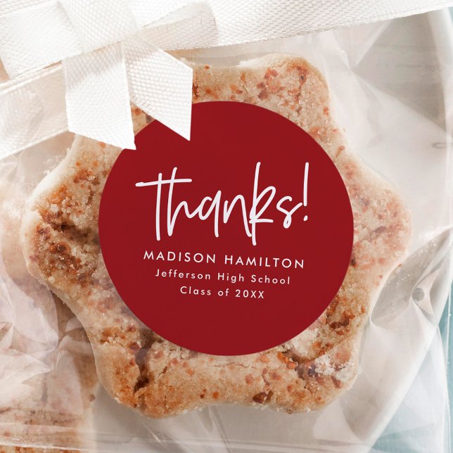 Sticker Rond Burgundy | Script graduation Thank You (Créateur téléchargé)