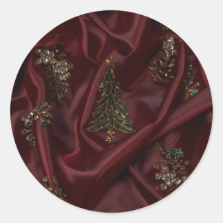Sticker Rond Burgundy Silk-Look Diamond Encrusted
