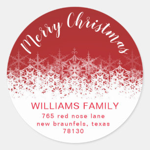 Sticker Rond Burgundy Snowflakes adresse de retour