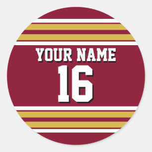 Sticker Rond Burgundy with Gold White Stripes