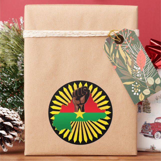 Sticker Rond Burkina Faso Carte, drapeau et première révolution (vacances)