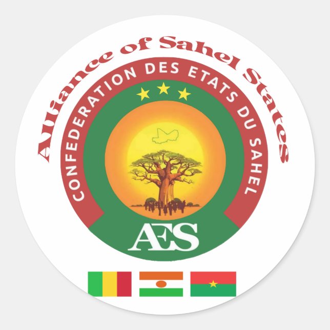 Sticker Rond Burkina, Mali and Niger, Alliance of Sahel States (Devant)