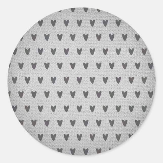 Sticker Rond Burlap Gris Coeurs Whimsical Ferme rustique (Devant)