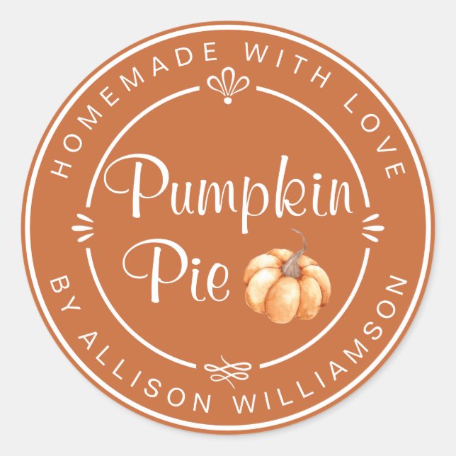 Sticker Rond Burnt Orange Pumpkin Pie Homemade (Devant)
