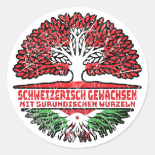 Sticker Rond Burundi Burundisch Schweizer Schweiz Baum Wurzel