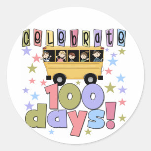 Sticker Rond Bus scolaire 100 jours Tshirts et cadeaux