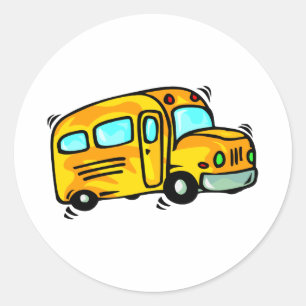 Sticker Rond Bus scolaire de Cute